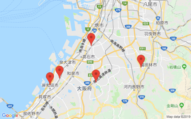 泉大津の保険相談窓口のマップ